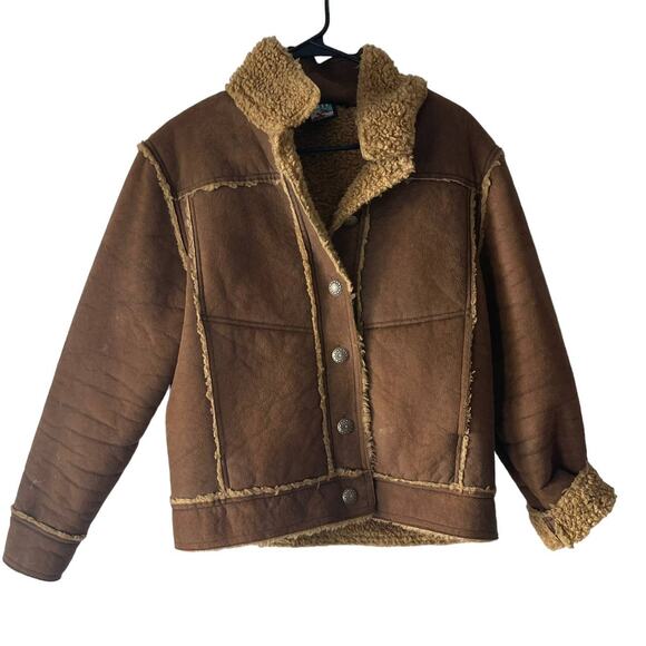 Alf Women's Size Medium Sherpa Brown Western Button Up Jacket - Picture 1 of 11